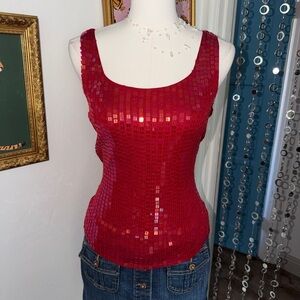 Vintage Y2K Silk Red Sequin Women's Top
